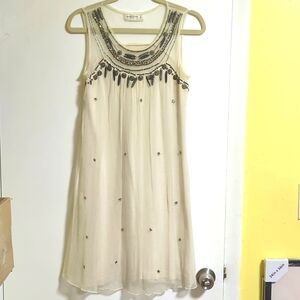 Gauze Off white Ivory dress with gun metal black details size Small